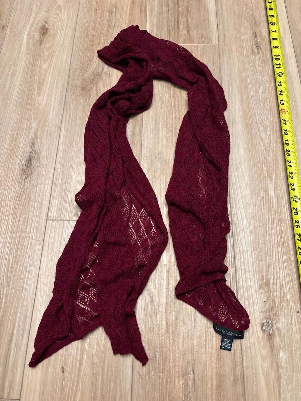 Banana Republic Cashmere Scarf Maroon Knit Lace Infinity